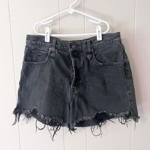 We The Free Black Jean Shorts Distressed Frayed Hem